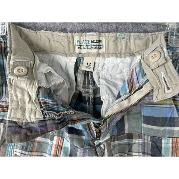 Childrens Place Plaid Patchwork Shorts Boy's Size 12 Button Waist - Picture 5 of 8